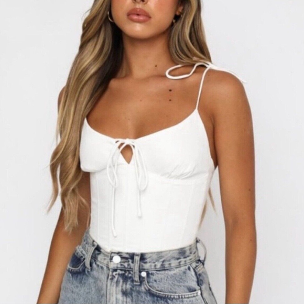 WHITE FOX Go All Out Bustier Corset Crop top in Black women’s size medium